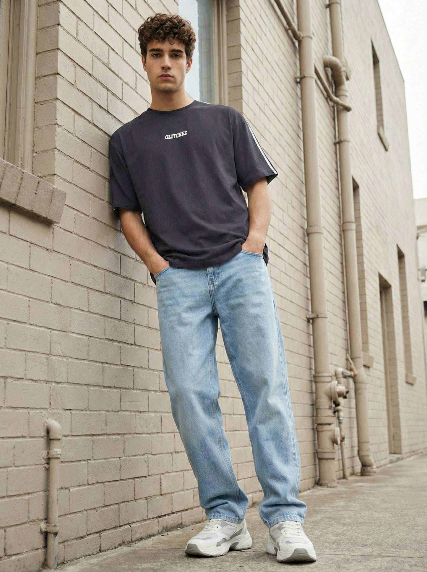 Men’s Black Oversized T-Shirt | Be Strong Minimal Print Streetwear Tee
