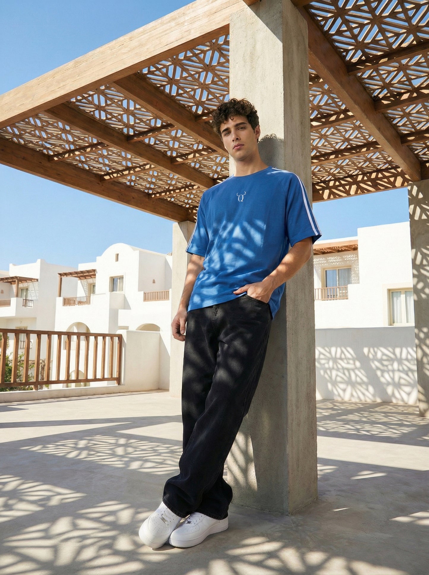 Men’s Blue Oversized T-Shirt | Minimal Logo Premium Streetwear Tee