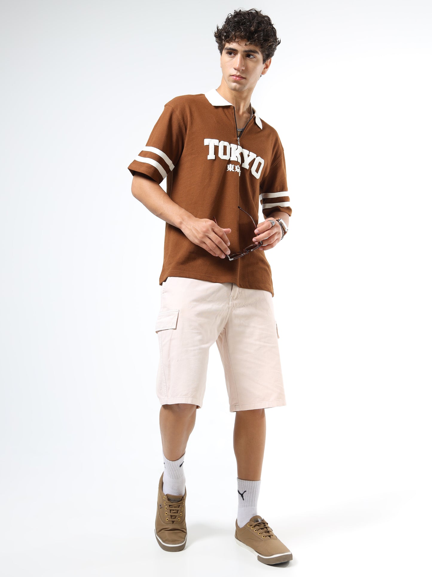 Mens Printed Relaxed-Fit Polo T-Shirts