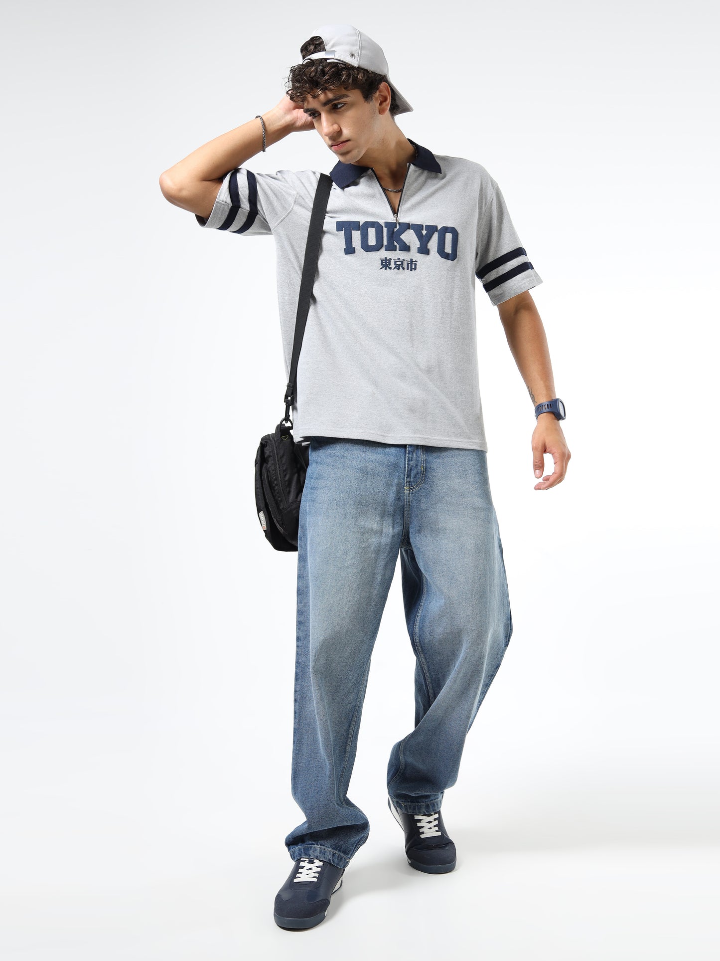 Mens Printed Relaxed-Fit Polo T-Shirts