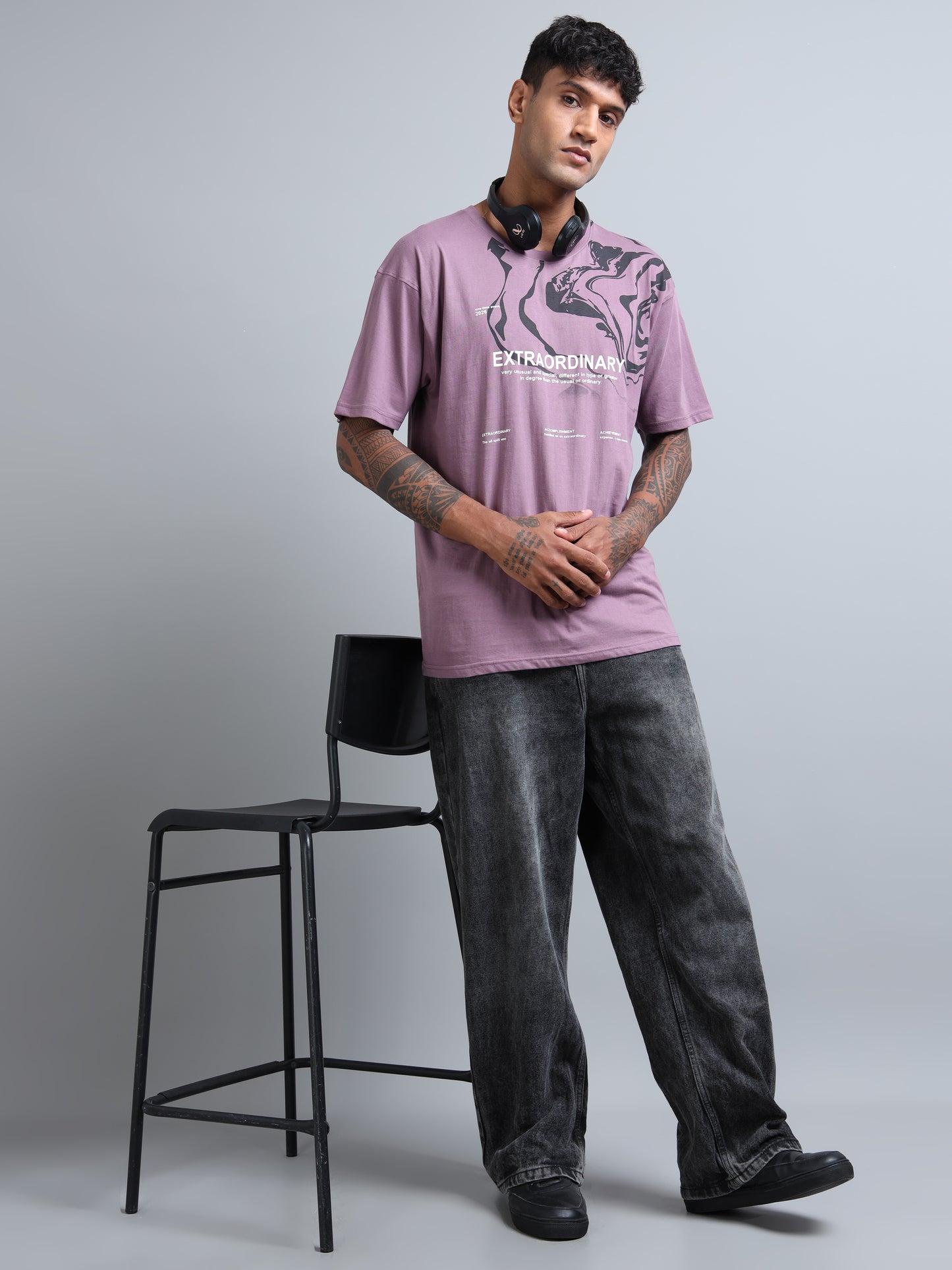 Men’s Oversized Graphic Printed T-Shirt – Premium Cotton Drop Shoulder Tee