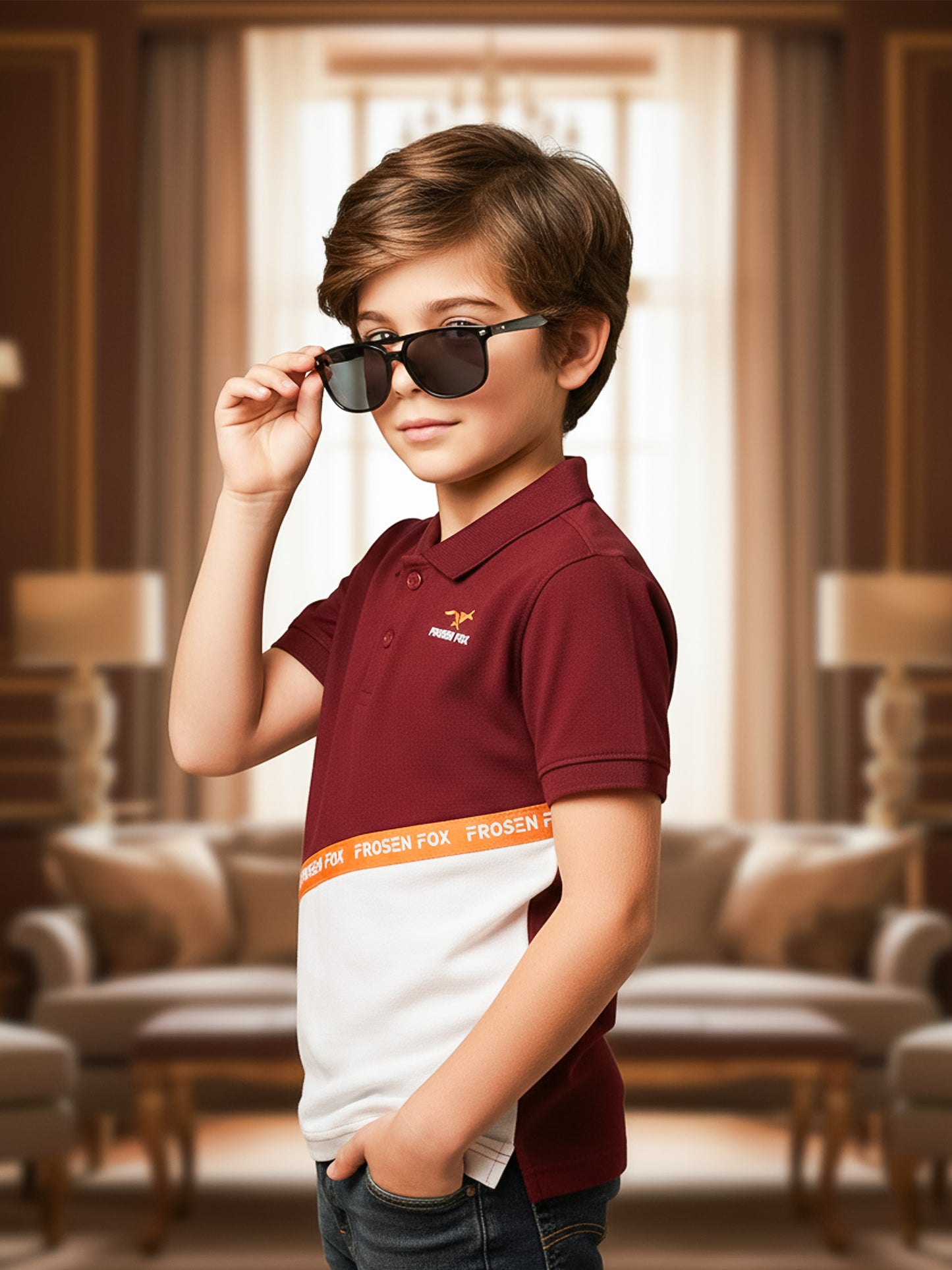 Self Design Pure Cotton Boys Polo Tee