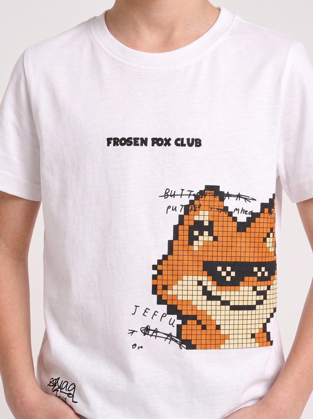 Kids' White Fox Graphic Printed T-Shirt | Cool Casual Everyday Wear