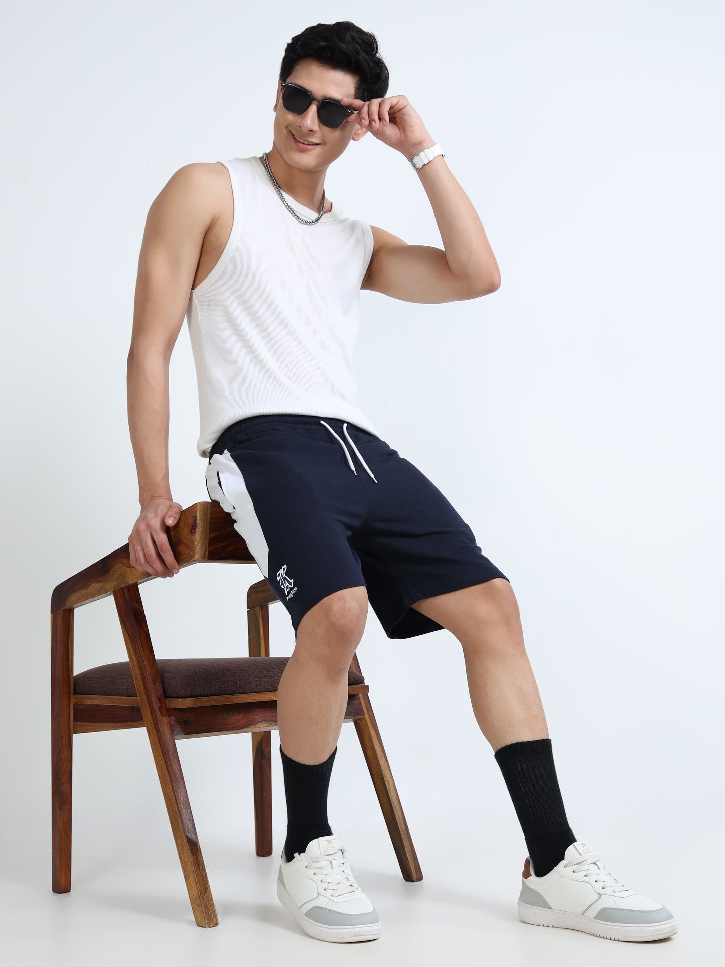 Men’s Dark Grey Striped Casual Shorts | Premium Cotton Blend Regular Fit Comfortable Summer Shorts