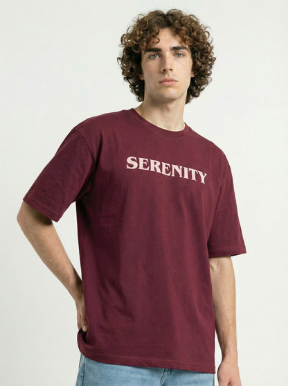 Maroon Serenity Bandana Print Oversized T-Shirt for Men | Cotton Blend Back Graphic Streetwear Tee