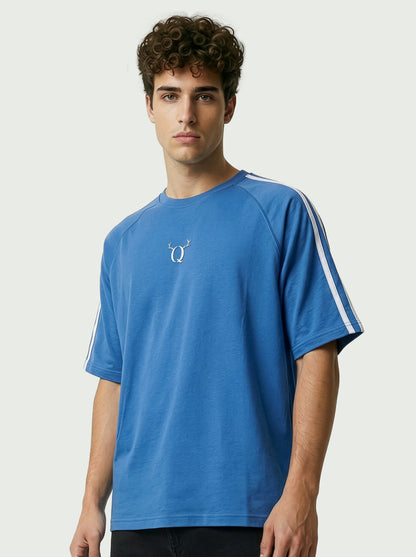 Men’s Blue Oversized T-Shirt | Minimal Logo Premium Streetwear Tee