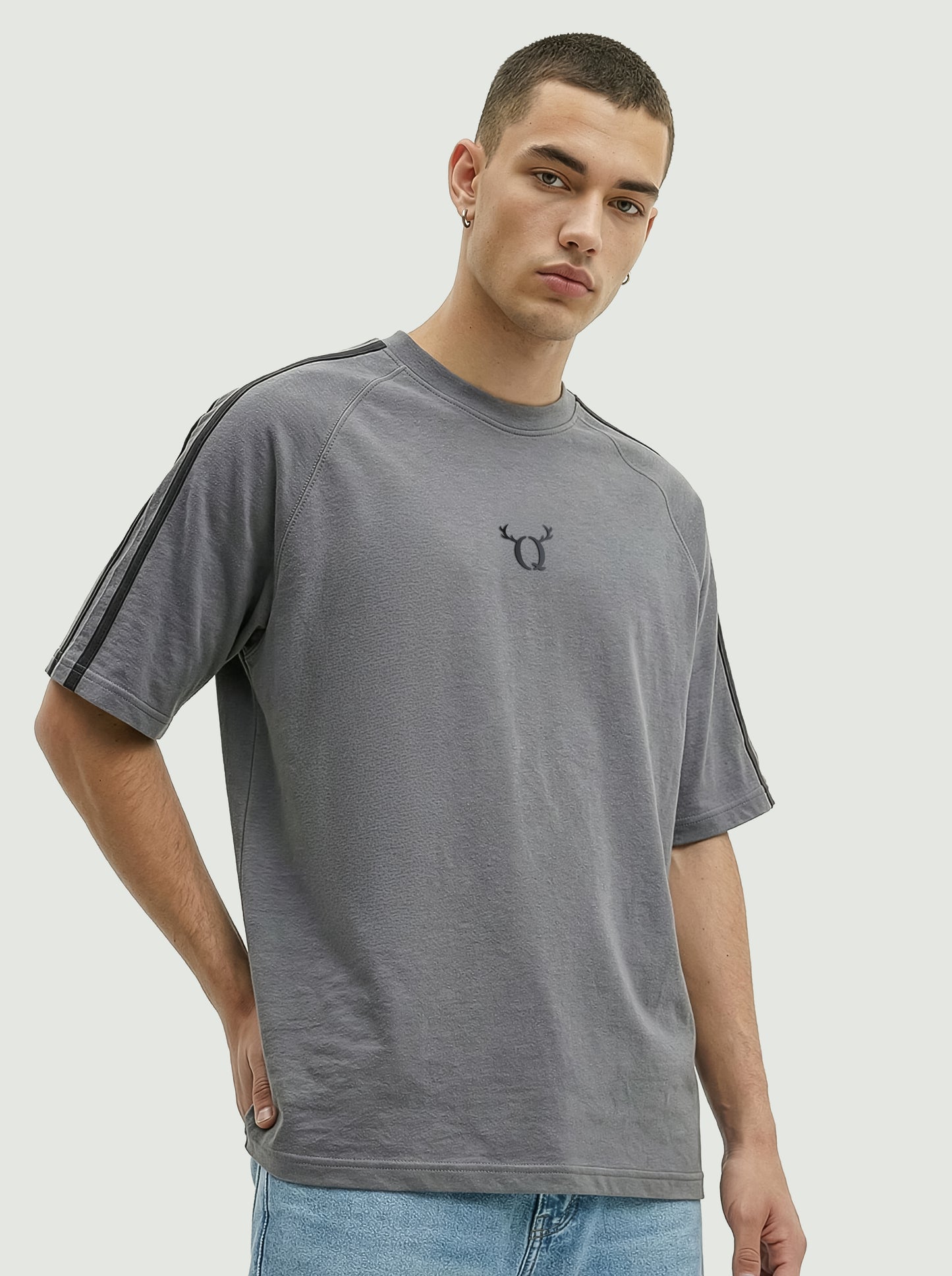 Men’s Grey Oversized T-Shirt | Minimal Logo Premium Streetwear Tee