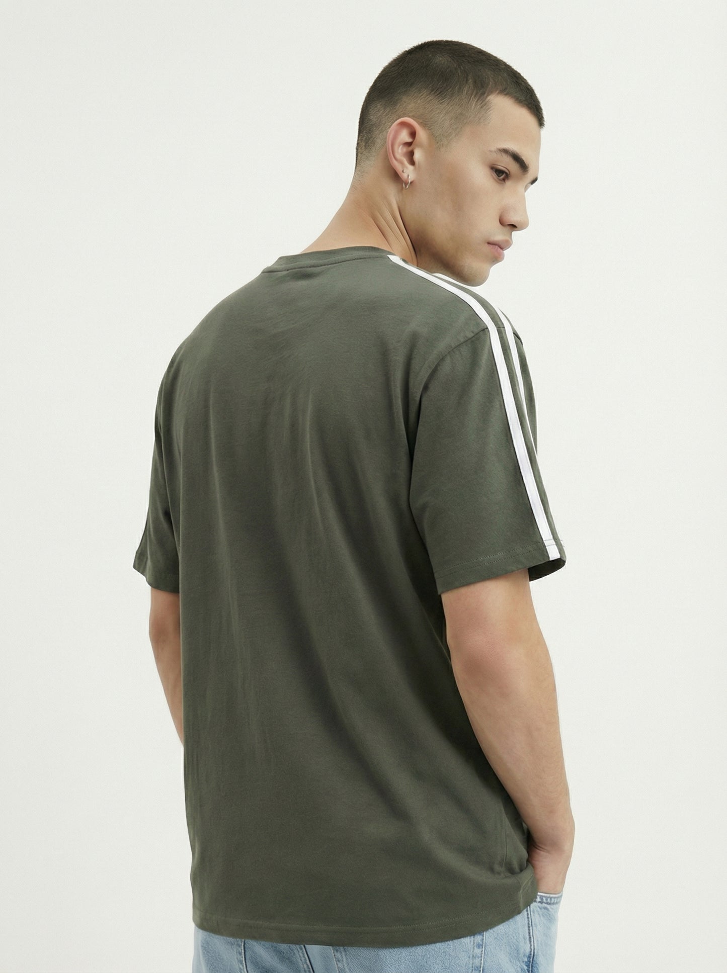 Men’s Olive Green Oversized T-Shirt | Be Strong Minimal Print Streetwear Tee