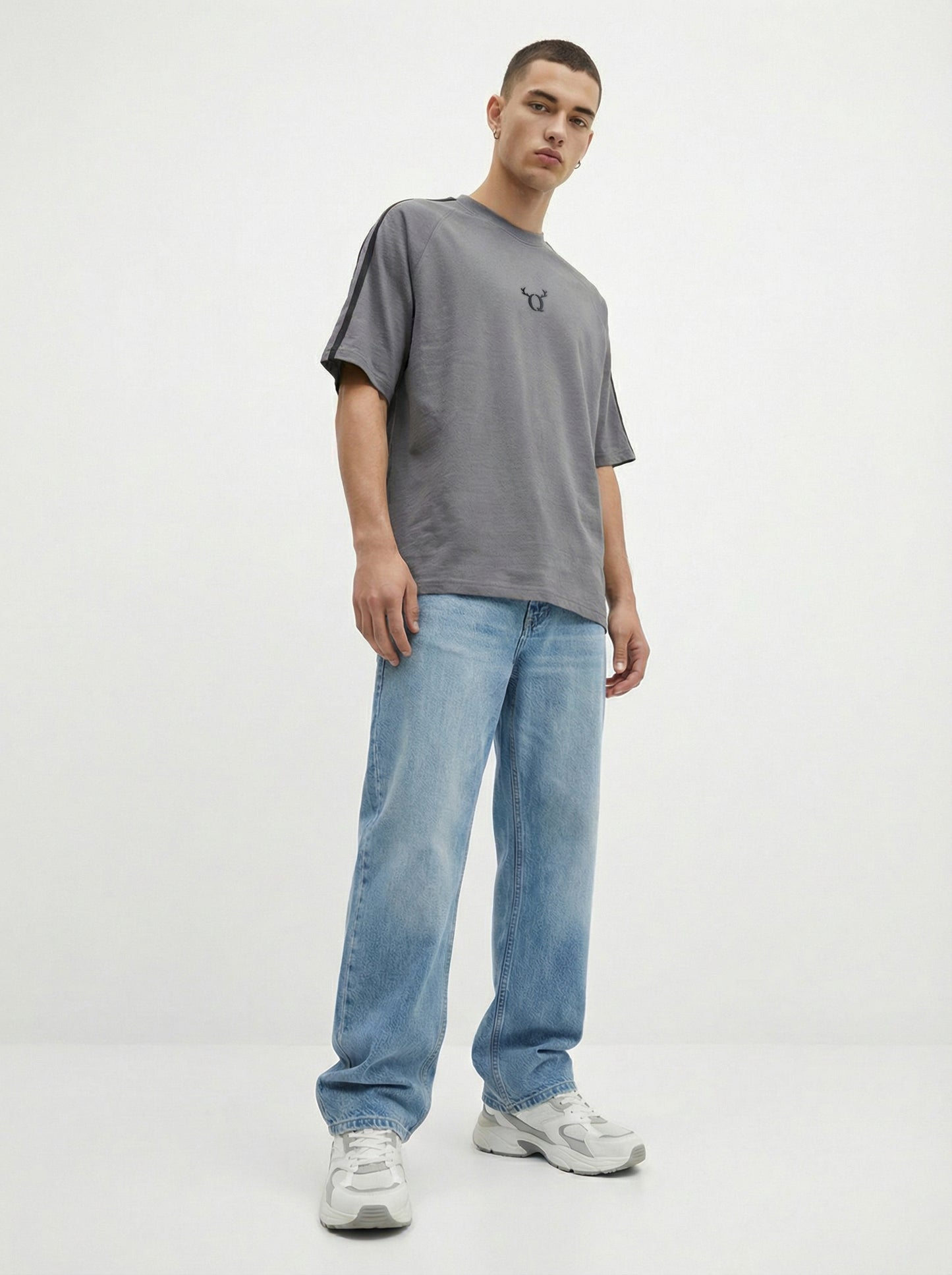 Men’s Grey Oversized T-Shirt | Minimal Logo Premium Streetwear Tee