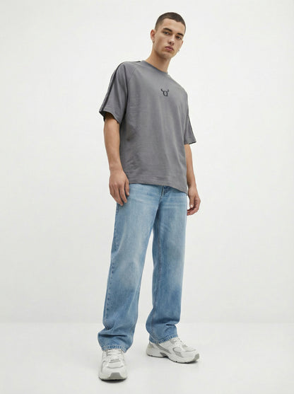 Men’s Grey Oversized T-Shirt | Minimal Logo Premium Streetwear Tee