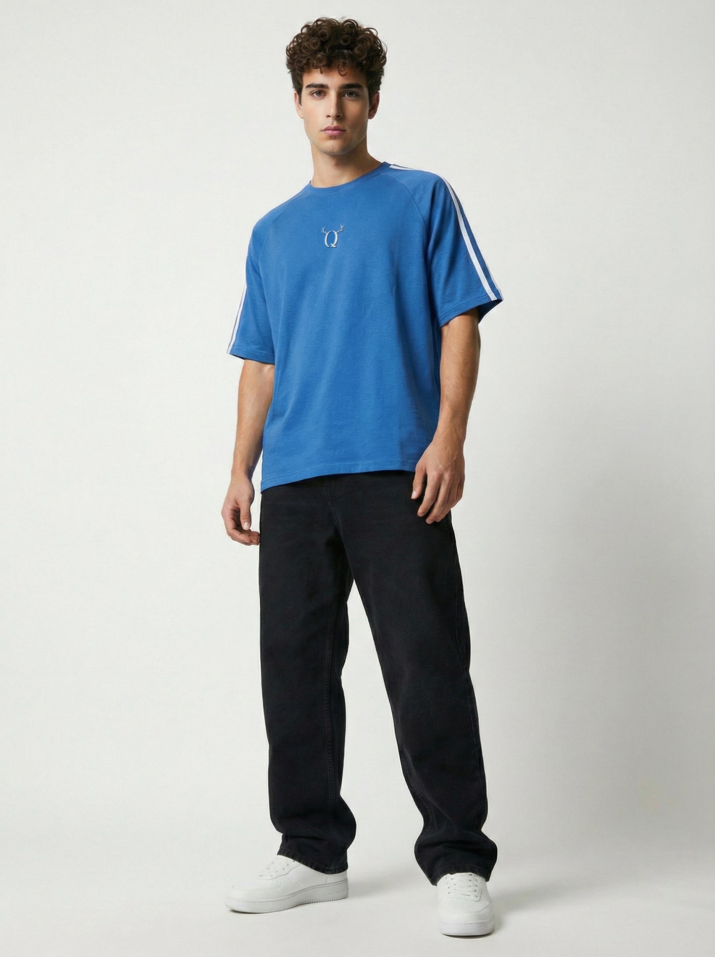 Men’s Blue Oversized T-Shirt | Minimal Logo Premium Streetwear Tee