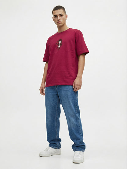 Men’s Cotton Oversized T-Shirt – Minimal Dragon Print Casual Wear Tee