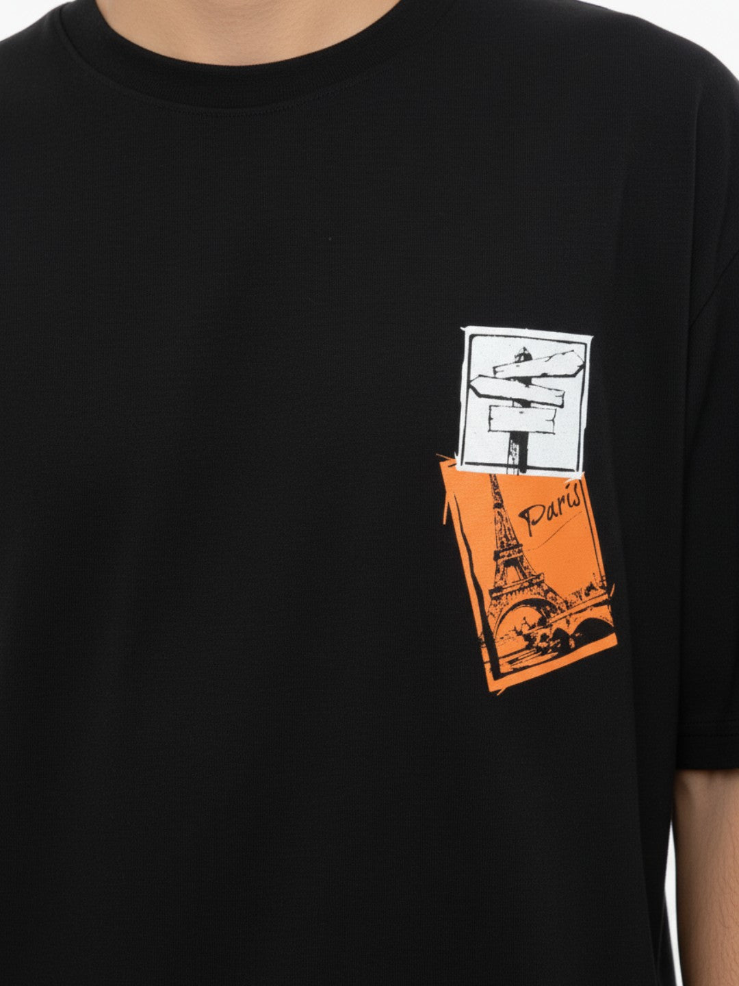 Men’s Oversized Cotton T-Shirt – Black Back Print Graphic Casual Tee