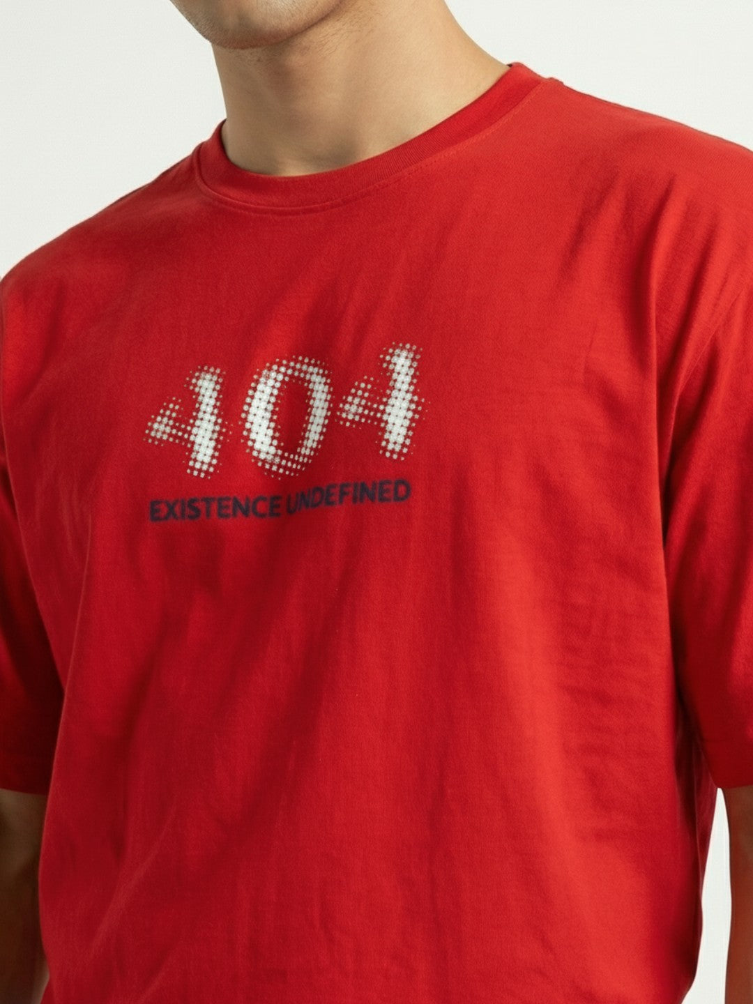 Men’s Oversized Red Graphic T-Shirt – Back Printed Cotton Blend Drop Shoulder Streetwear Tee