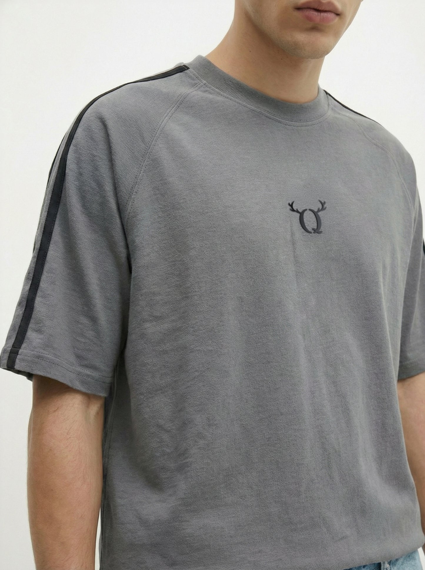 Men’s Grey Oversized T-Shirt | Minimal Logo Premium Streetwear Tee