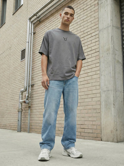 Men’s Grey Oversized T-Shirt | Minimal Logo Premium Streetwear Tee