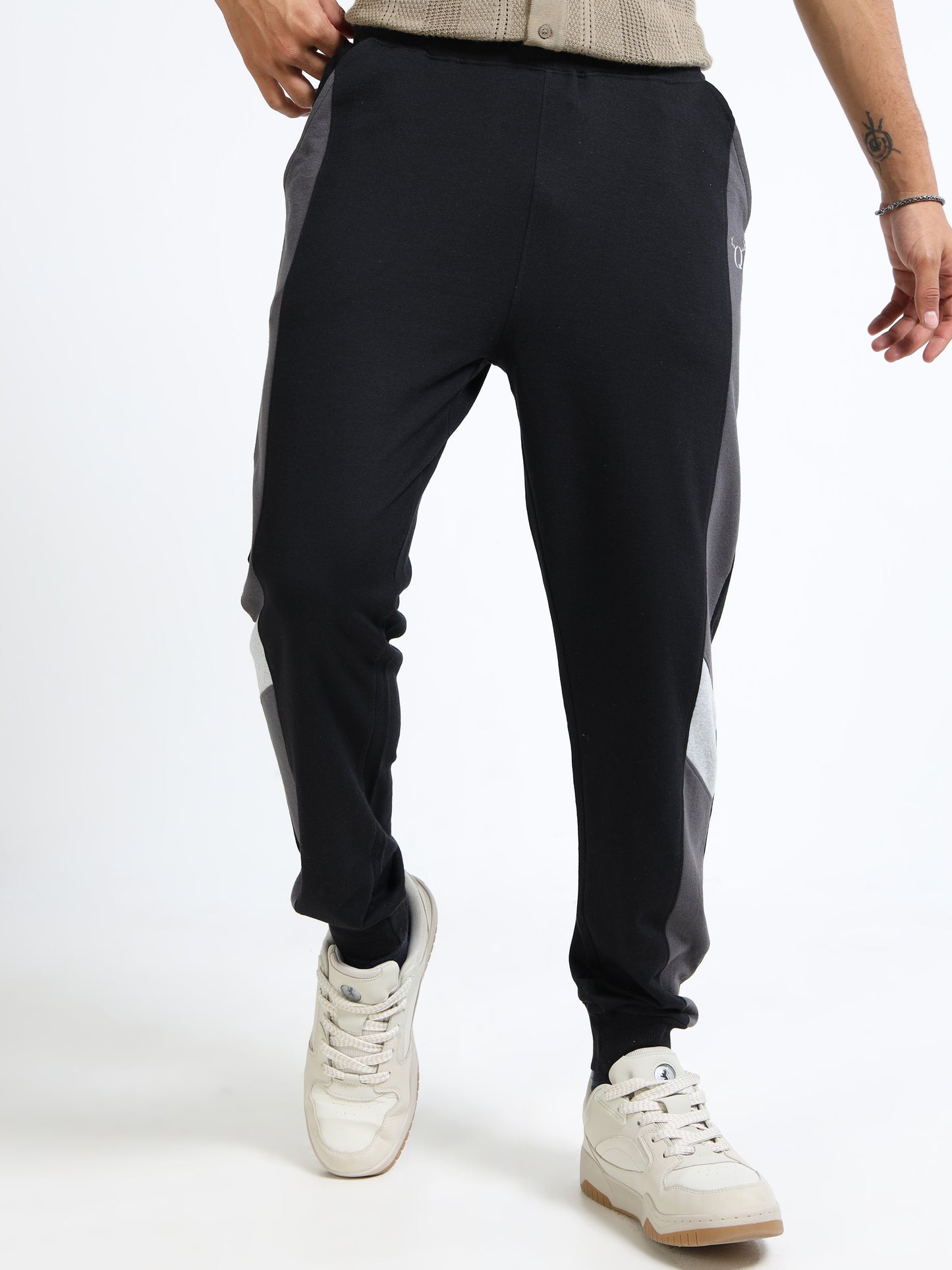 Men Self Design Black Joggers