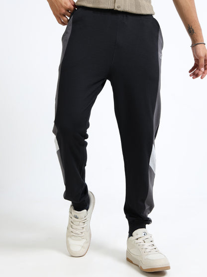 Men Self Design Black Joggers
