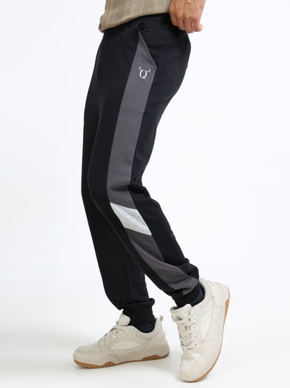 Men Self Design Black Joggers