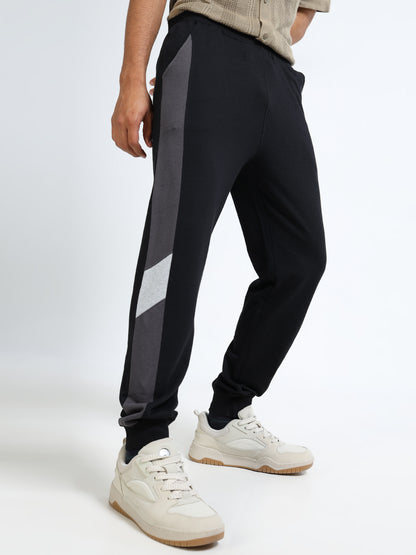 Men Self Design Black Joggers