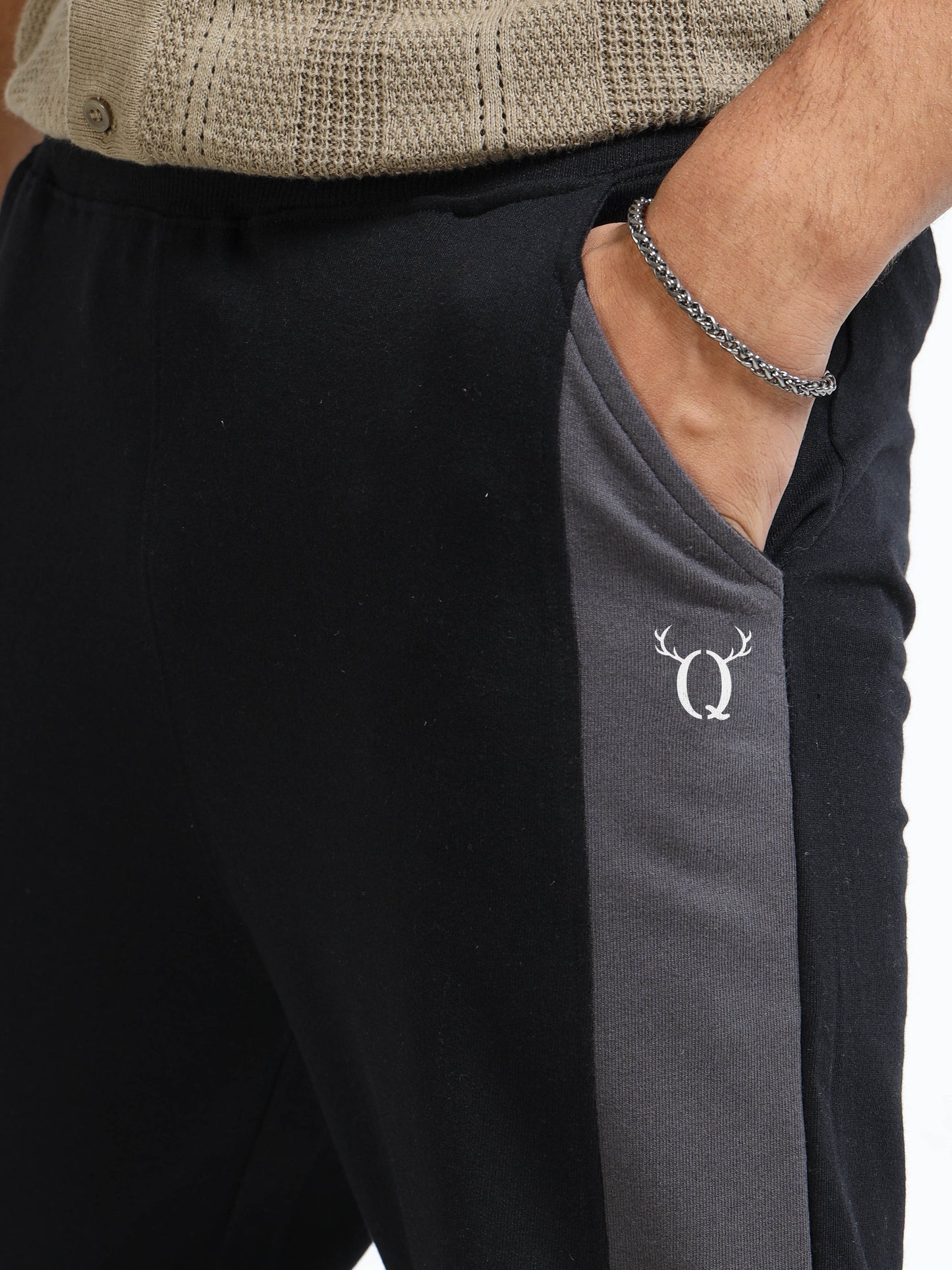 Men Self Design Black Joggers