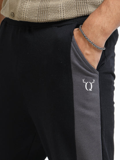 Men Self Design Black Joggers