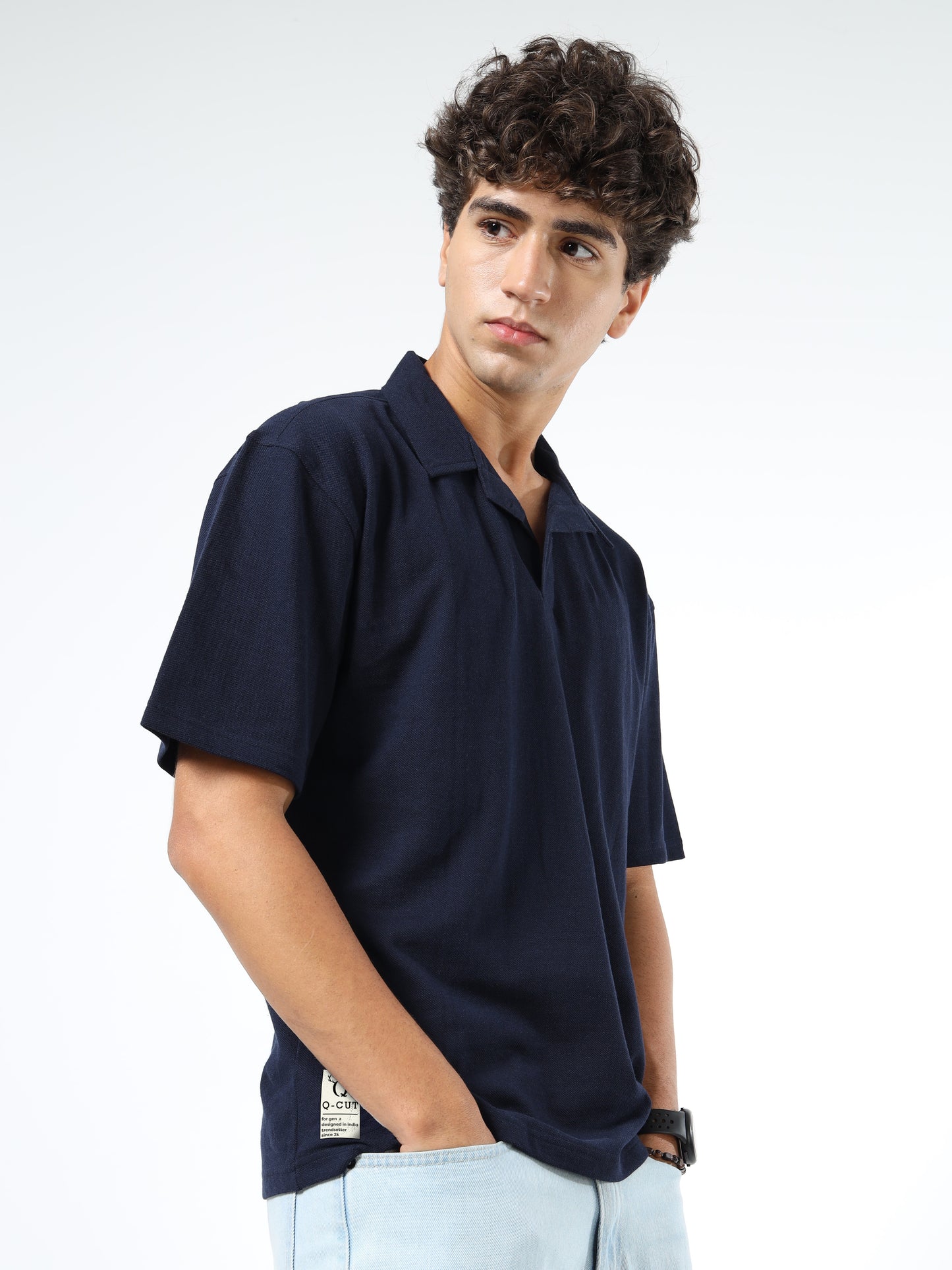 Premium Navy Blue Polo T-shirt for Men | Short Sleeves | Cotton Knit | Smart Casual