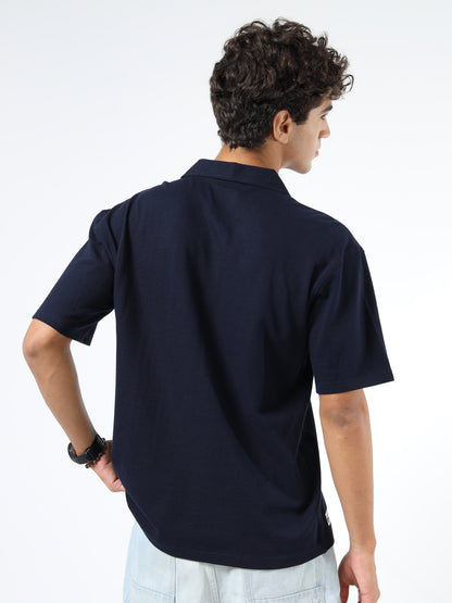 Premium Navy Blue Polo T-shirt for Men | Short Sleeves | Cotton Knit | Smart Casual