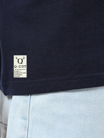 Premium Navy Blue Polo T-shirt for Men | Short Sleeves | Cotton Knit | Smart Casual