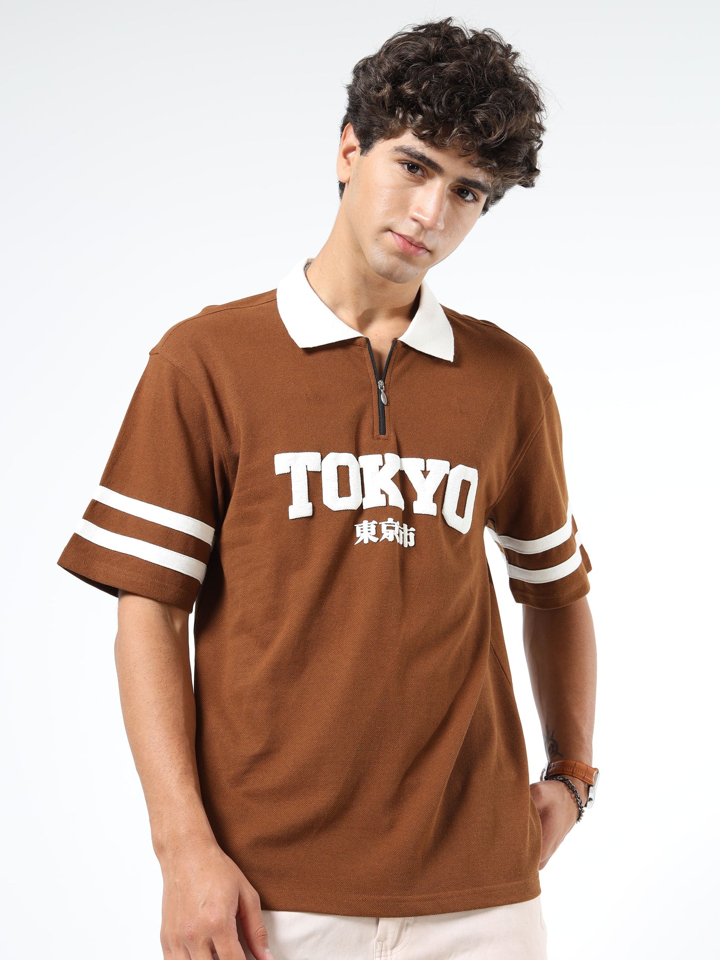 Mens Printed Relaxed-Fit Polo T-Shirts