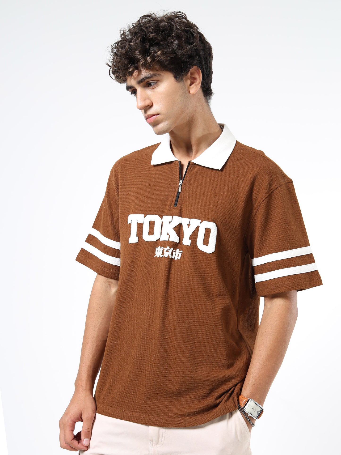 Mens Printed Relaxed-Fit Polo T-Shirts