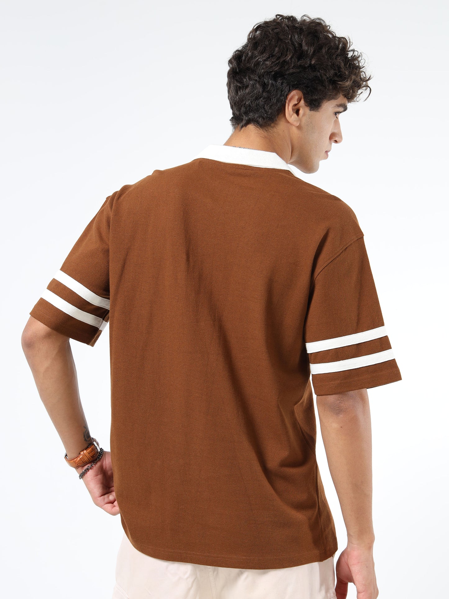 Mens Printed Relaxed-Fit Polo T-Shirts
