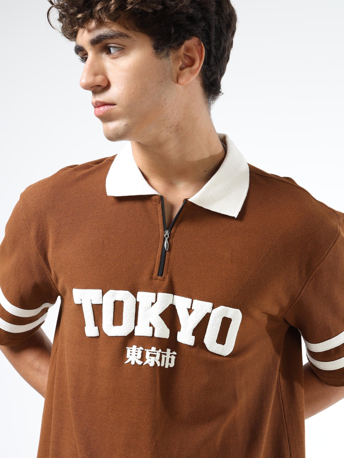 Mens Printed Relaxed-Fit Polo T-Shirts