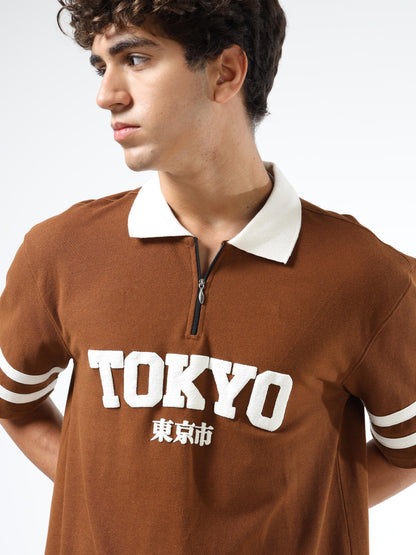 Mens Printed Relaxed-Fit Polo T-Shirts