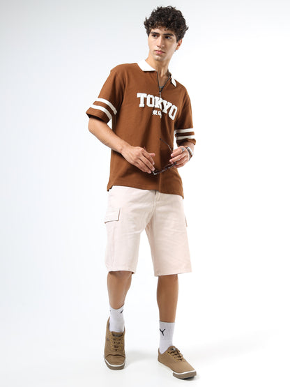 Mens Printed Relaxed-Fit Polo T-Shirts