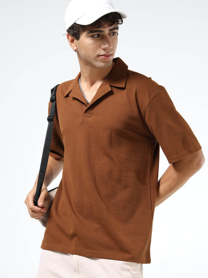 Stylish Men’s Brown Knitted Polo | Polo Collar | Street Style