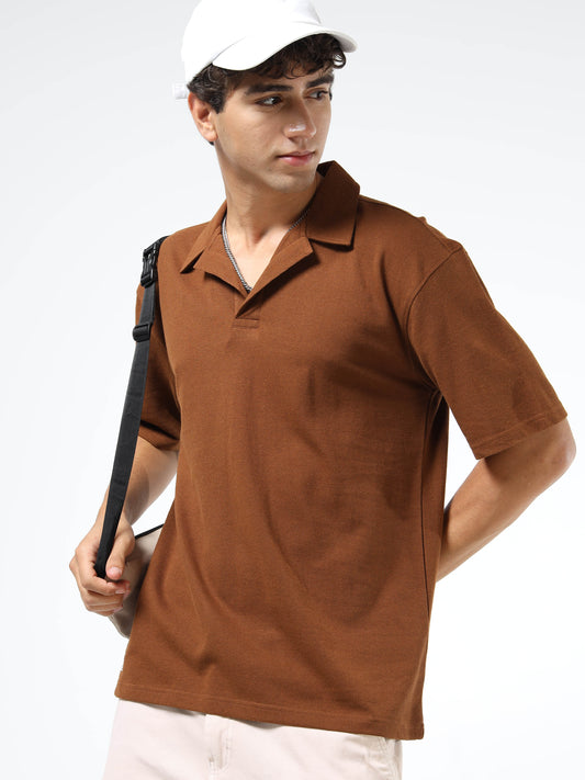 Stylish Men’s Brown Knitted Polo | Polo Collar | Street Style