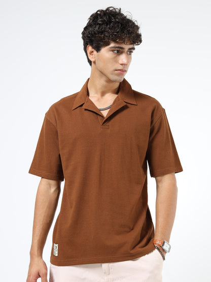 Stylish Men’s Brown Knitted Polo | Polo Collar | Street Style