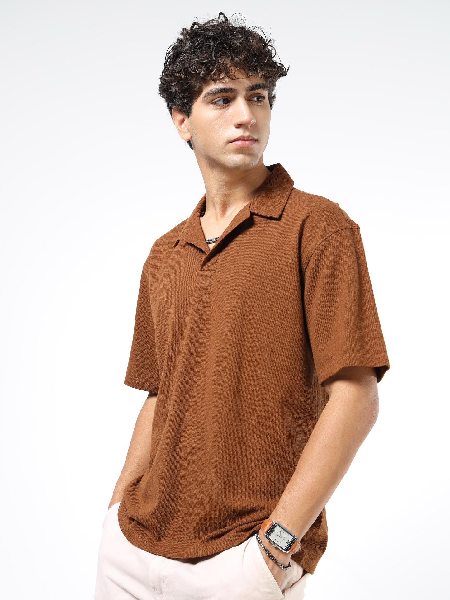 Stylish Men’s Brown Knitted Polo | Polo Collar | Street Style