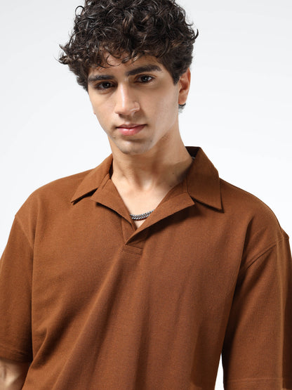 Stylish Men’s Brown Knitted Polo | Polo Collar | Street Style