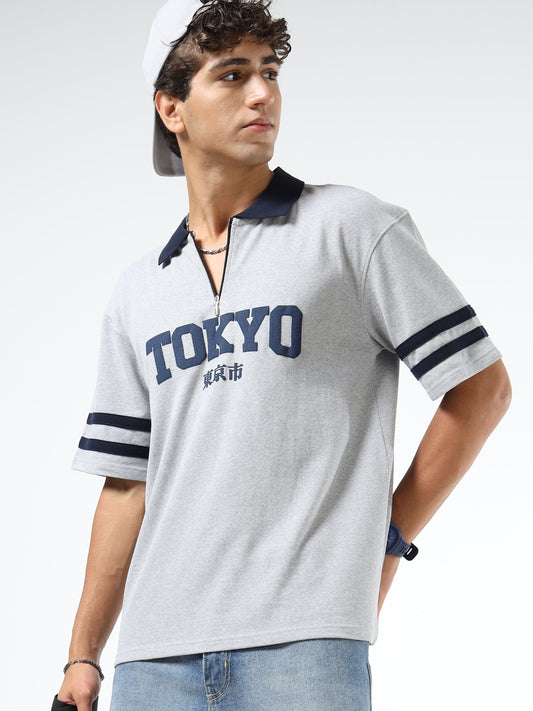 Mens Printed Relaxed-Fit Polo T-Shirts