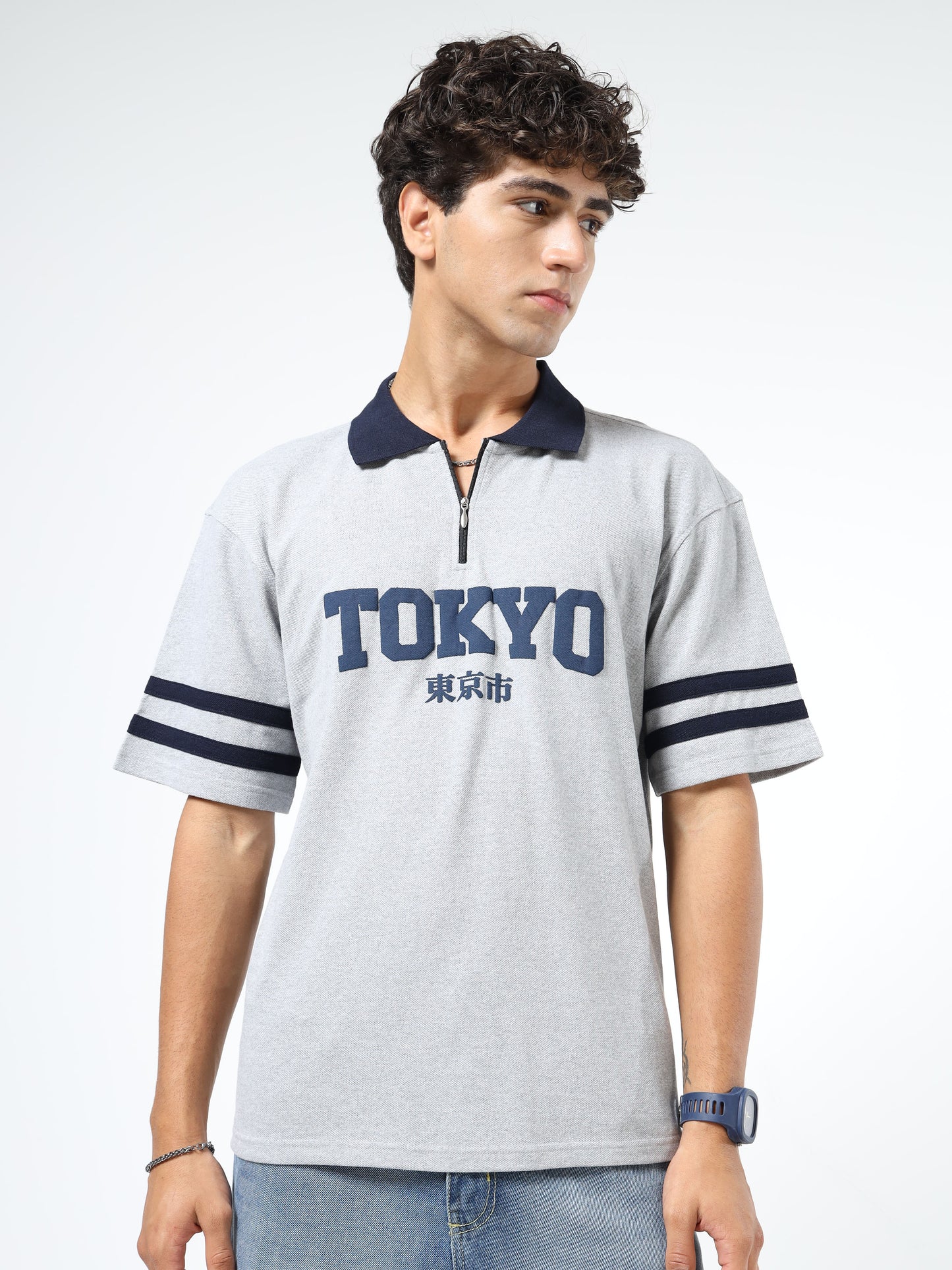 Mens Printed Relaxed-Fit Polo T-Shirts