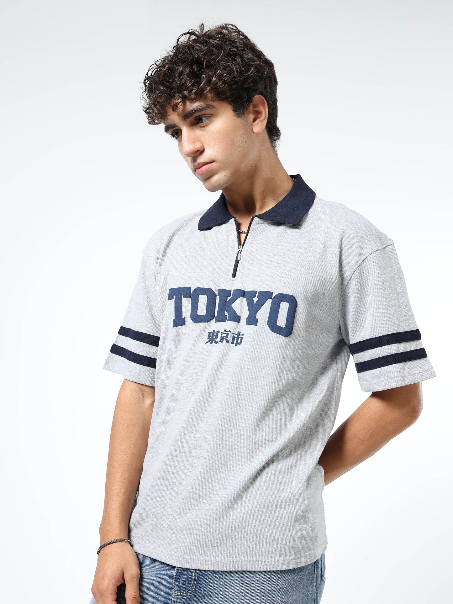 Mens Printed Relaxed-Fit Polo T-Shirts