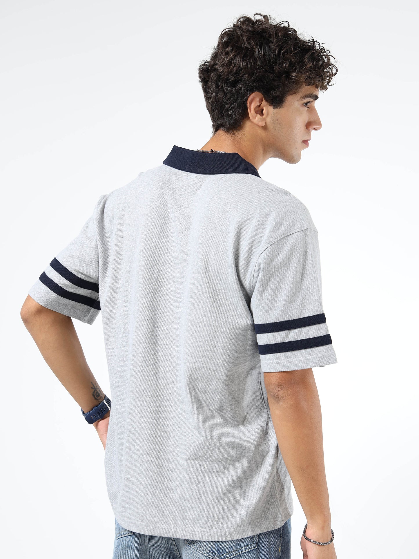 Mens Printed Relaxed-Fit Polo T-Shirts