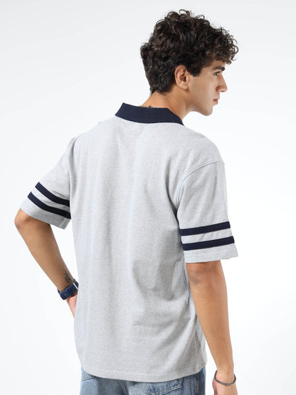 Mens Printed Relaxed-Fit Polo T-Shirts