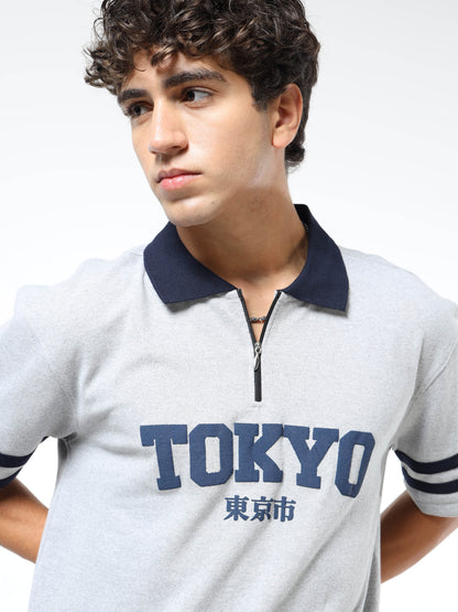 Mens Printed Relaxed-Fit Polo T-Shirts