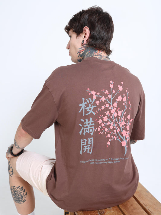 Men Floral Printed Round Neck Cotton Oversized Drop-Shoulder T-shirt