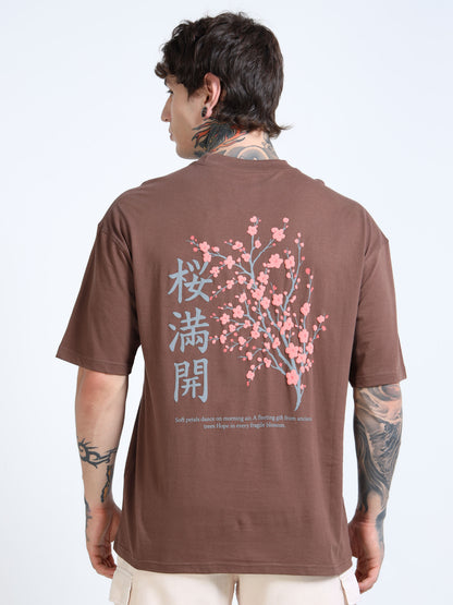 Men Floral Printed Round Neck Cotton Oversized Drop-Shoulder T-shirt