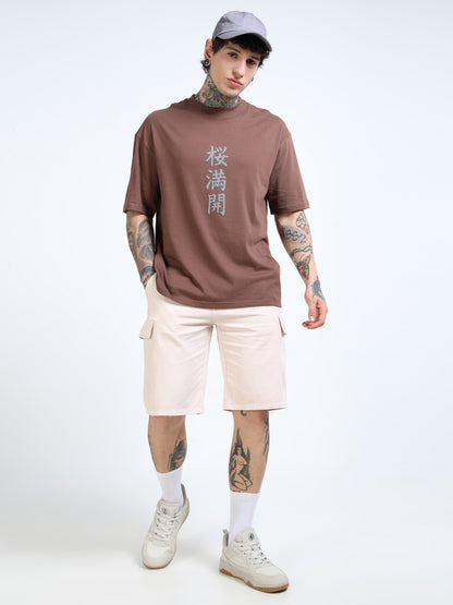 Men Floral Printed Round Neck Cotton Oversized Drop-Shoulder T-shirt