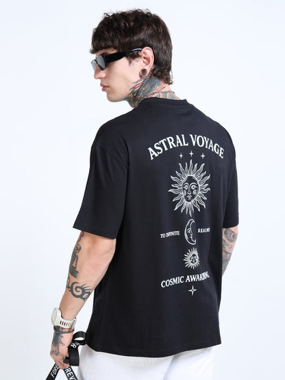 Men Oversized Printed Cotton Round Neck Drop-Shoulder Sleeves T-shirt